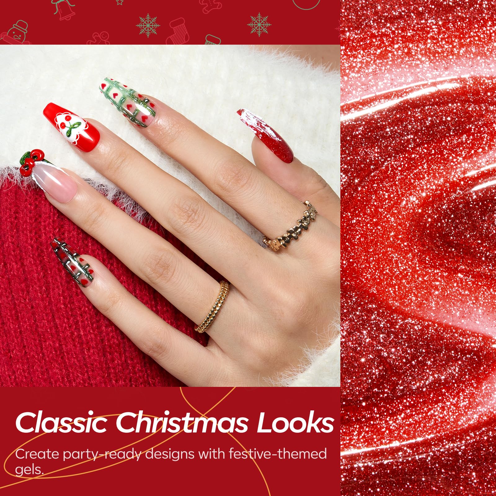 Modelones Christmas nail stickers display for seasonal decor