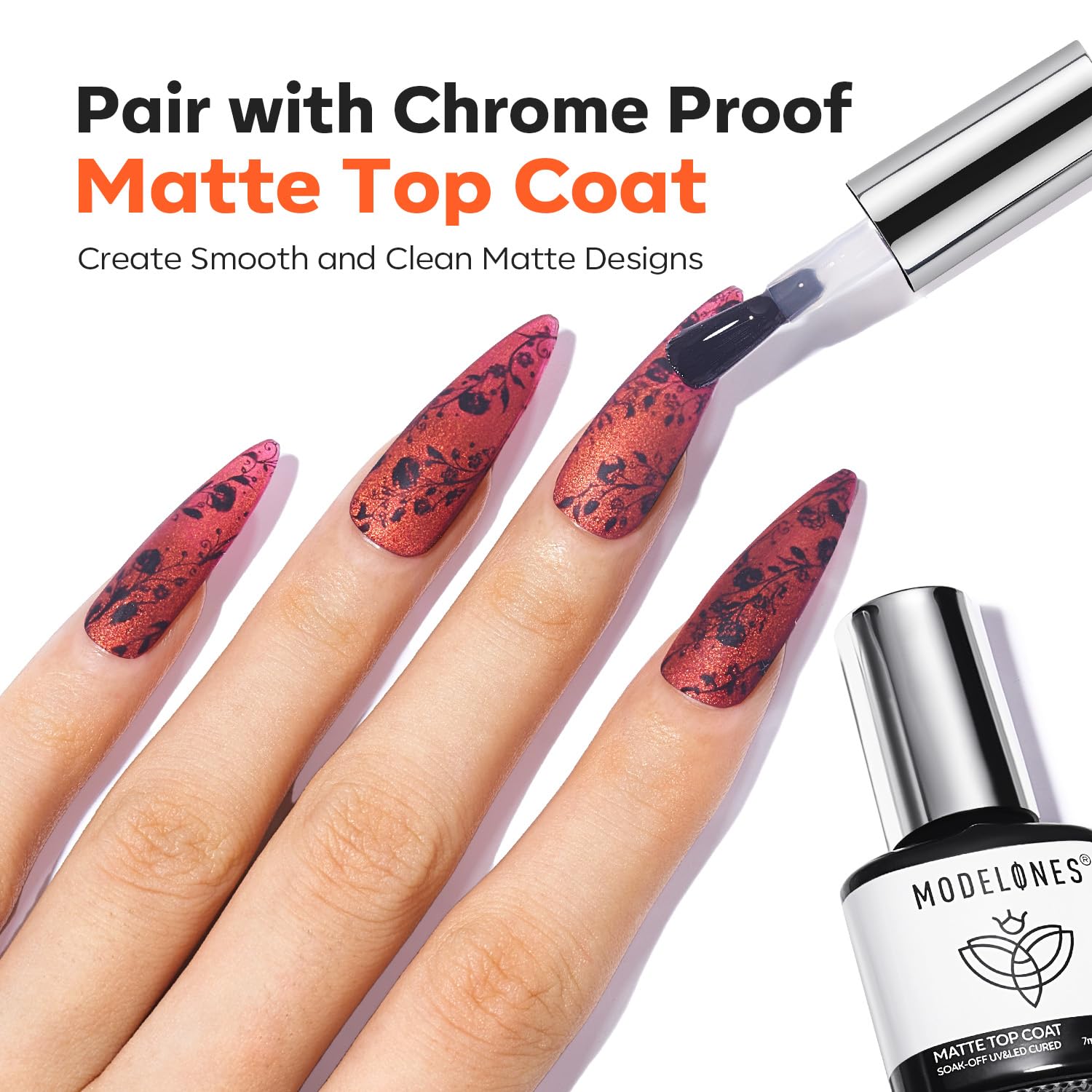 Modelones chrome-proof matte top coat seals designs with durable finish