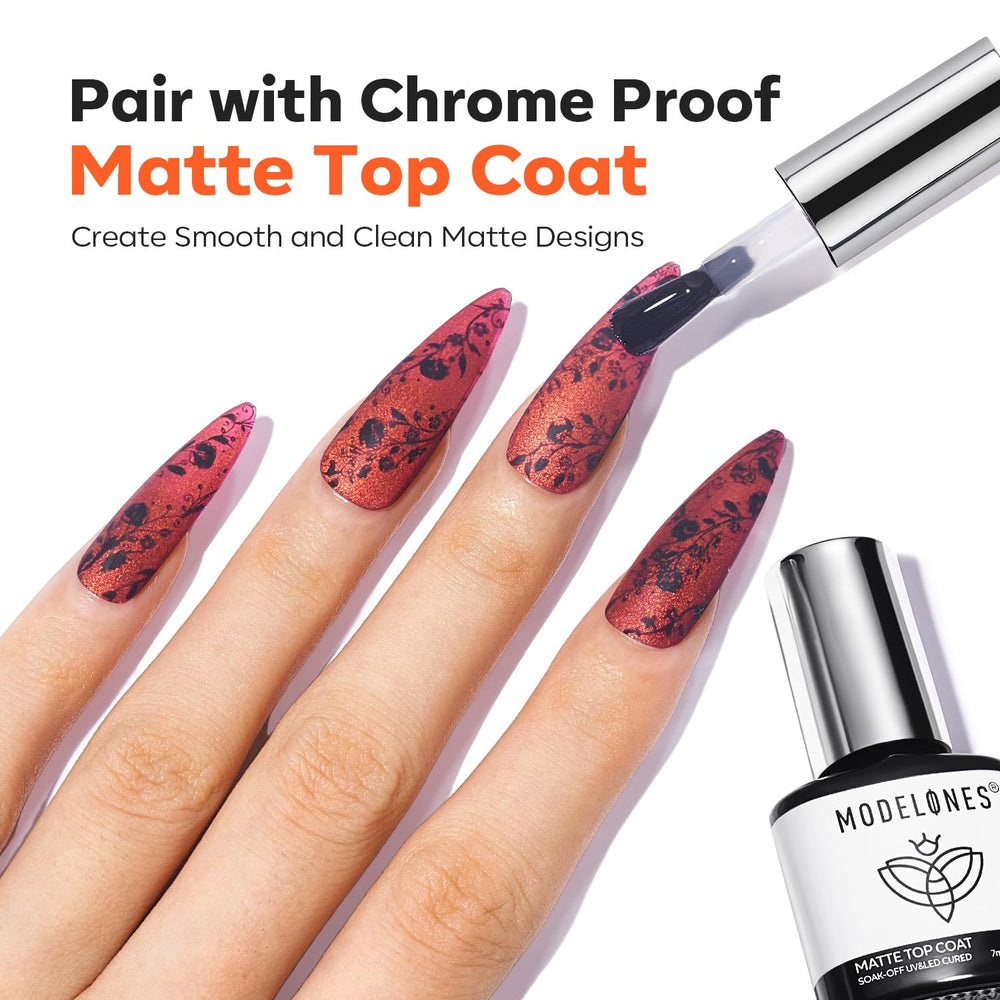 Modelones chrome-proof matte top coat seals designs with durable finish