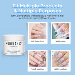 Modelones clear acrylic powder detail for smooth nail overlays
