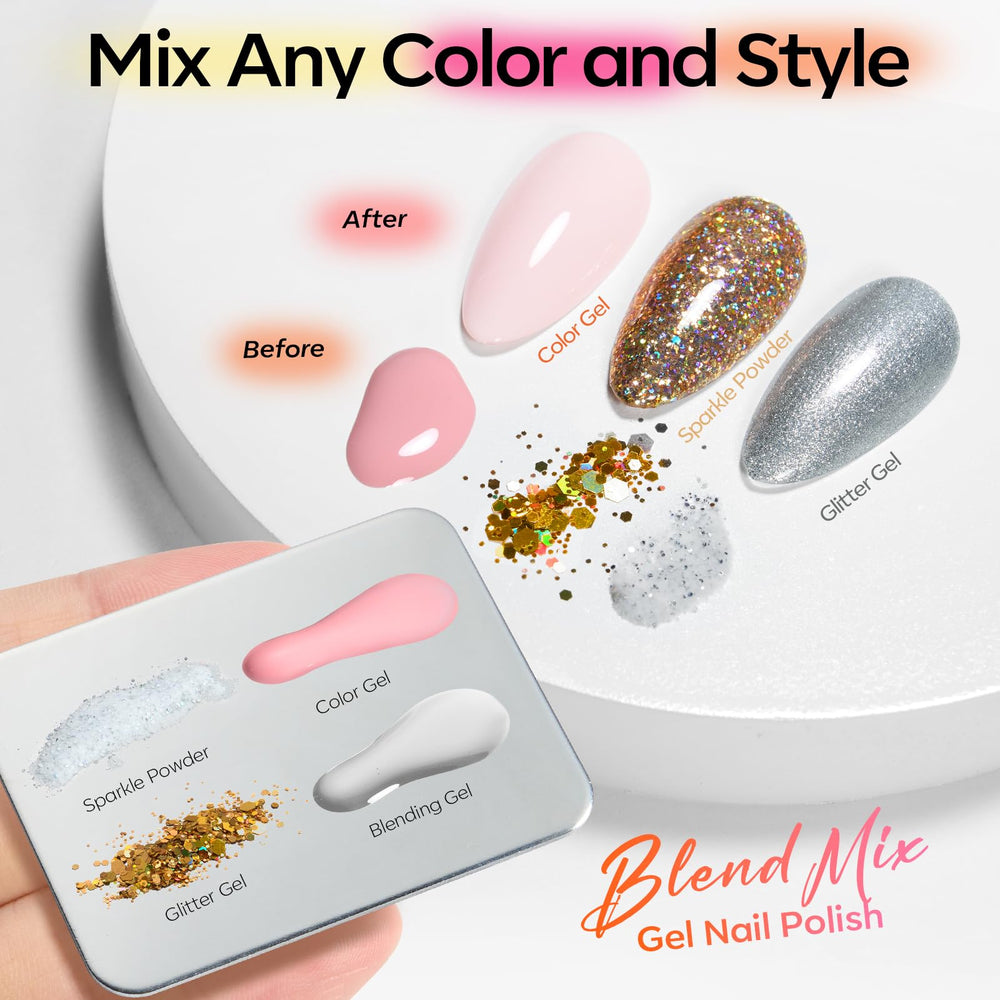 Modelones color mixing creates unique shades with blooming gel.