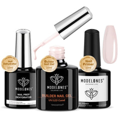 Modelones cover nude builder gel bottle creates a smooth, thick base for durable nails.