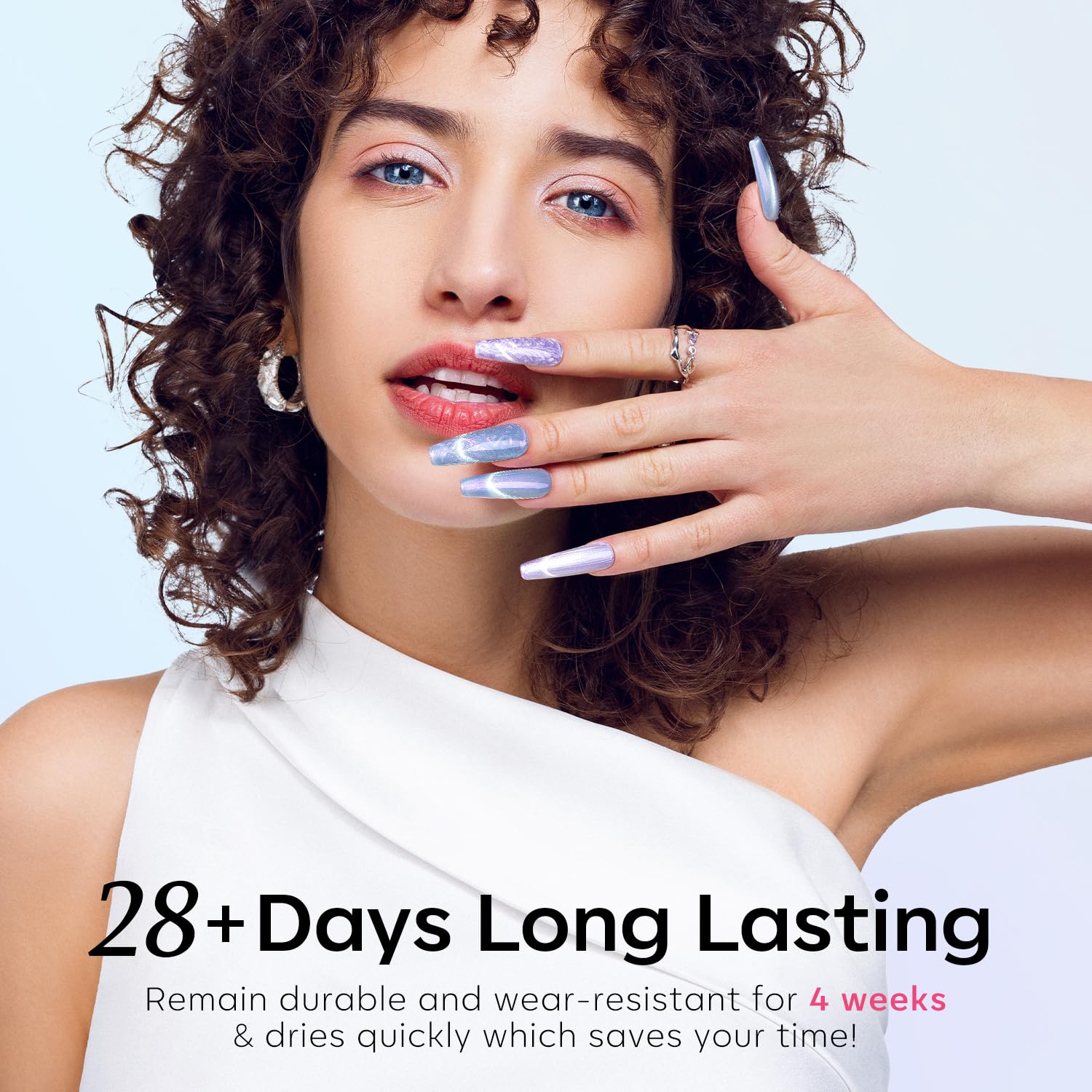 Modelones Crystal High Gloss Finish Nail Polish keeps nails shiny for days.