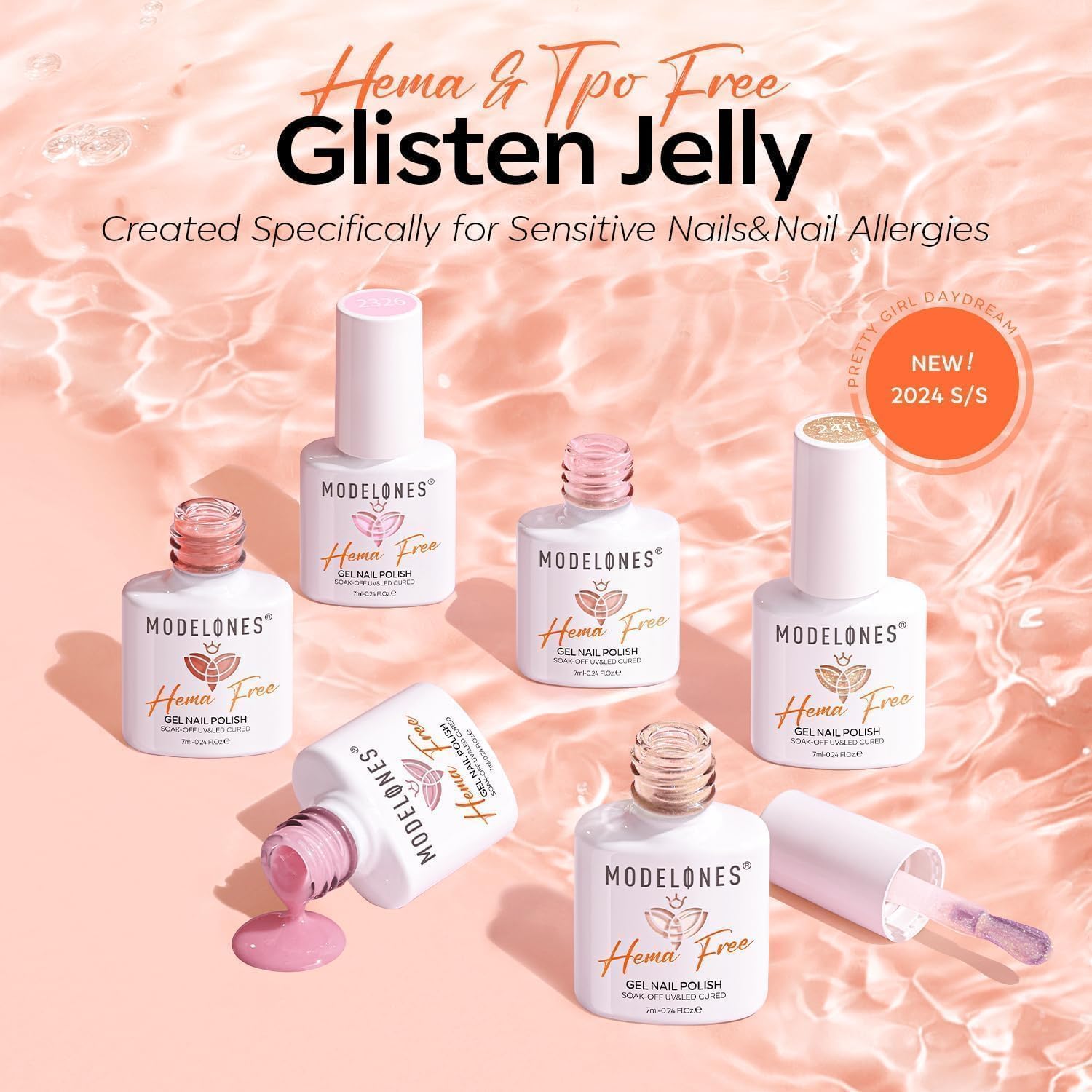 Modelones cured nails with top coat for glossy, durable finish