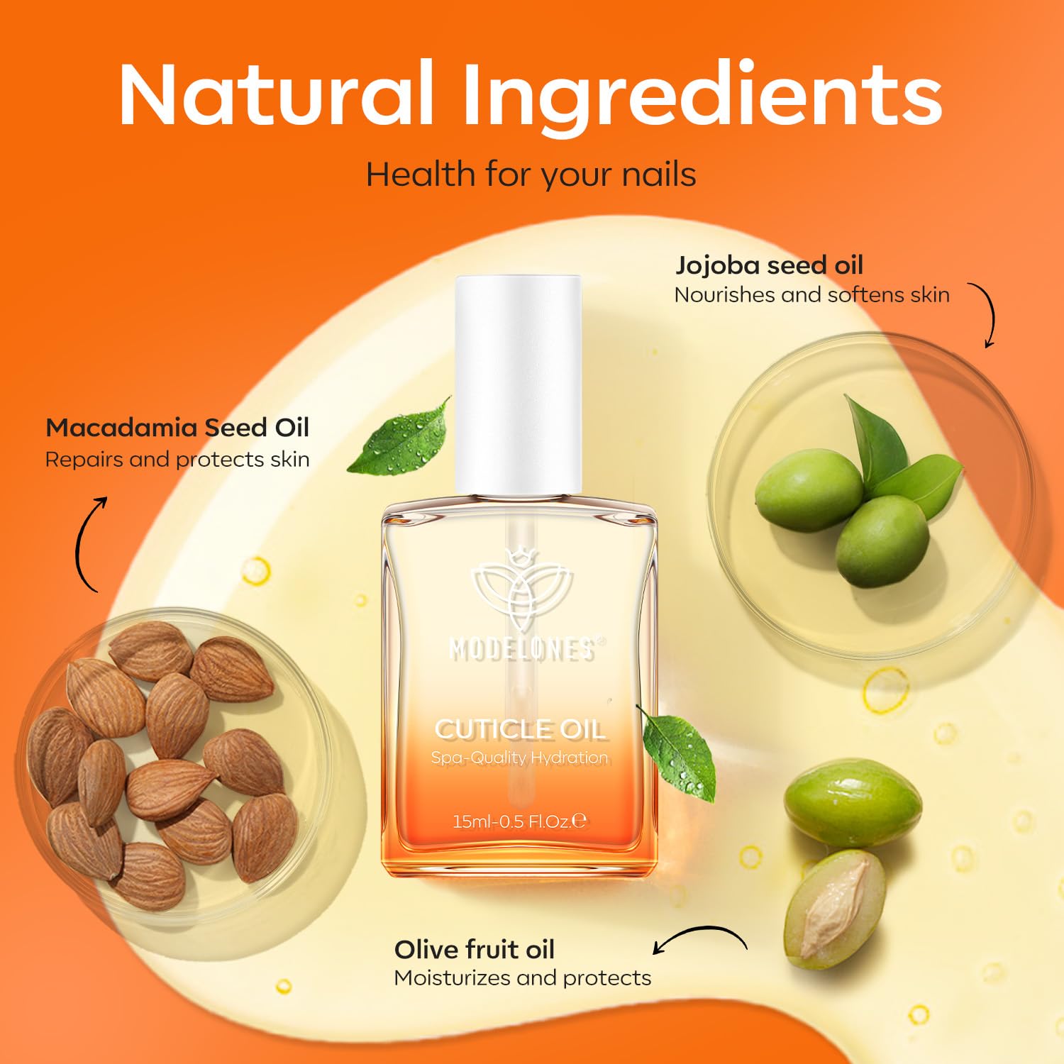 Modelones cuticle oil quick absorption for dry skin around nails.