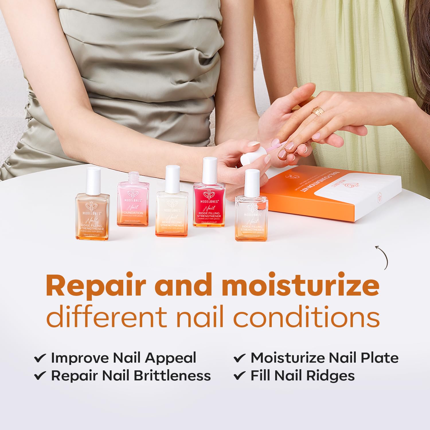 Modelones daily nail care for damaged nails increases resilience and shine.