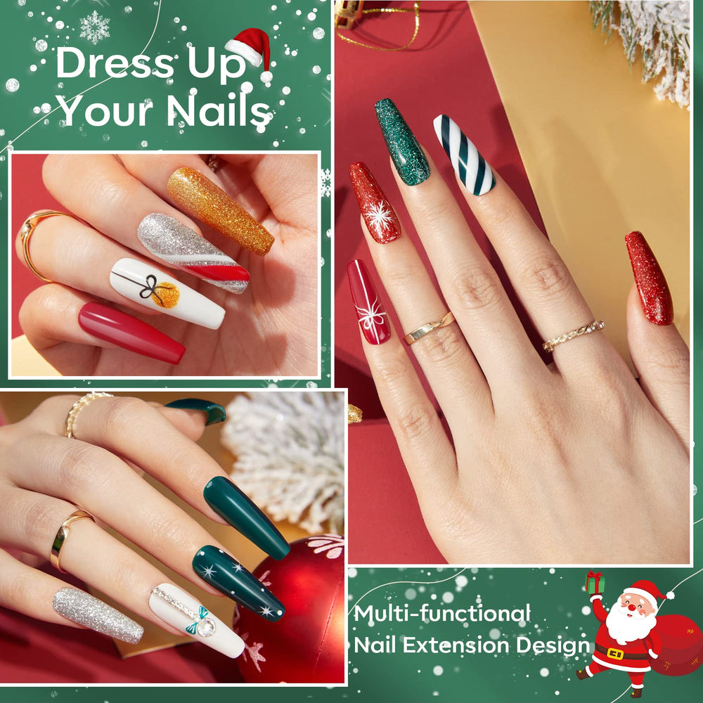 Modelones dark green acrylic powder for classic Christmas manicures.