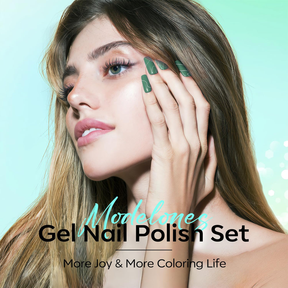 Modelones dark-green gel polish bottle demonstrates durability potential.