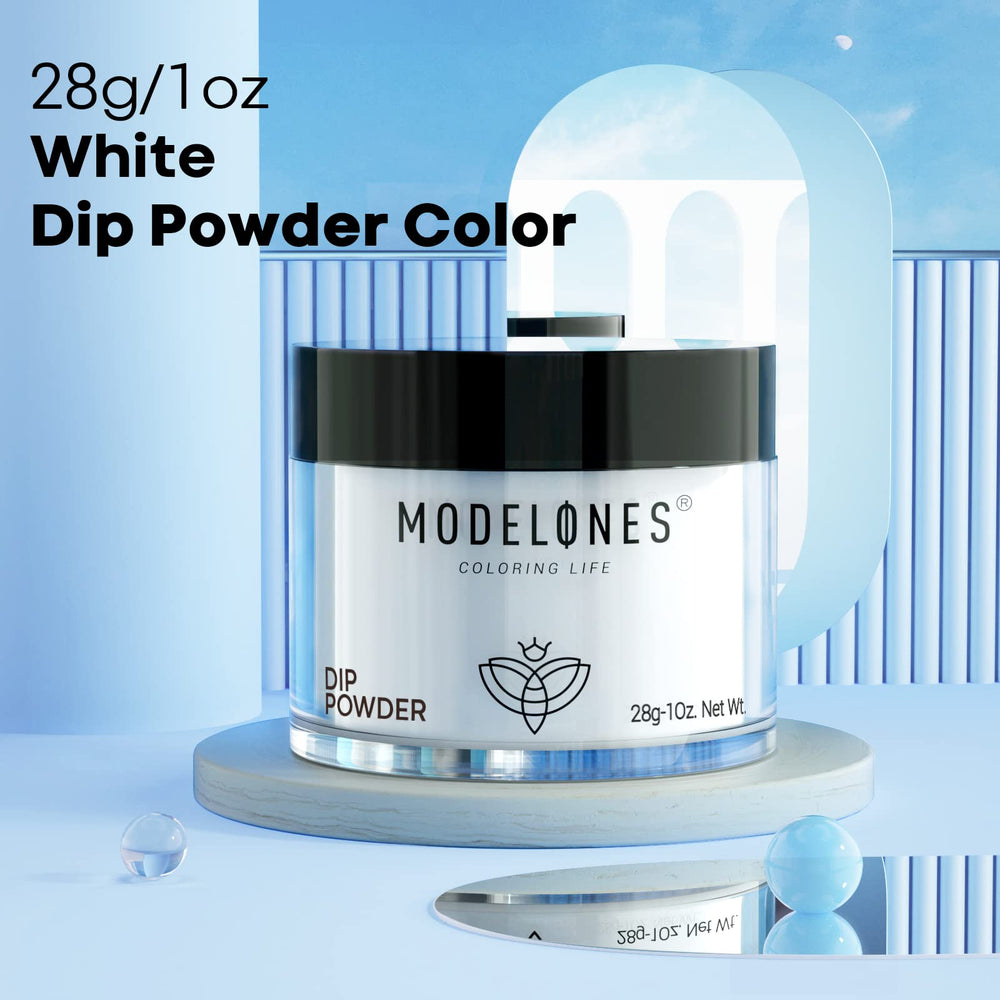 Modelones dip powder close-up highlights breathable, odor-free formula.