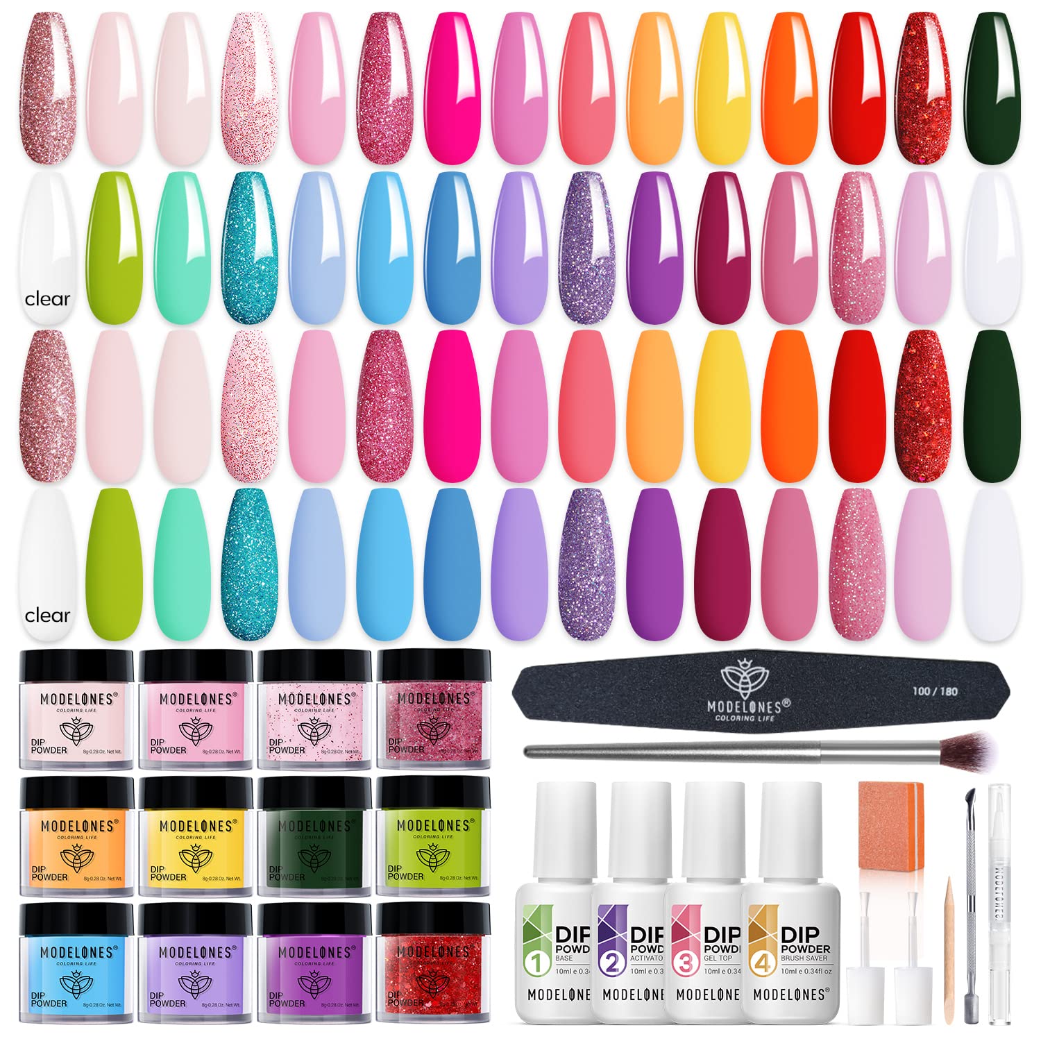 Modelones dip powder kit with 30 colors for at home salon nails