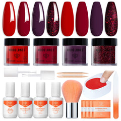 Modelones red dip powder for bold nails at home