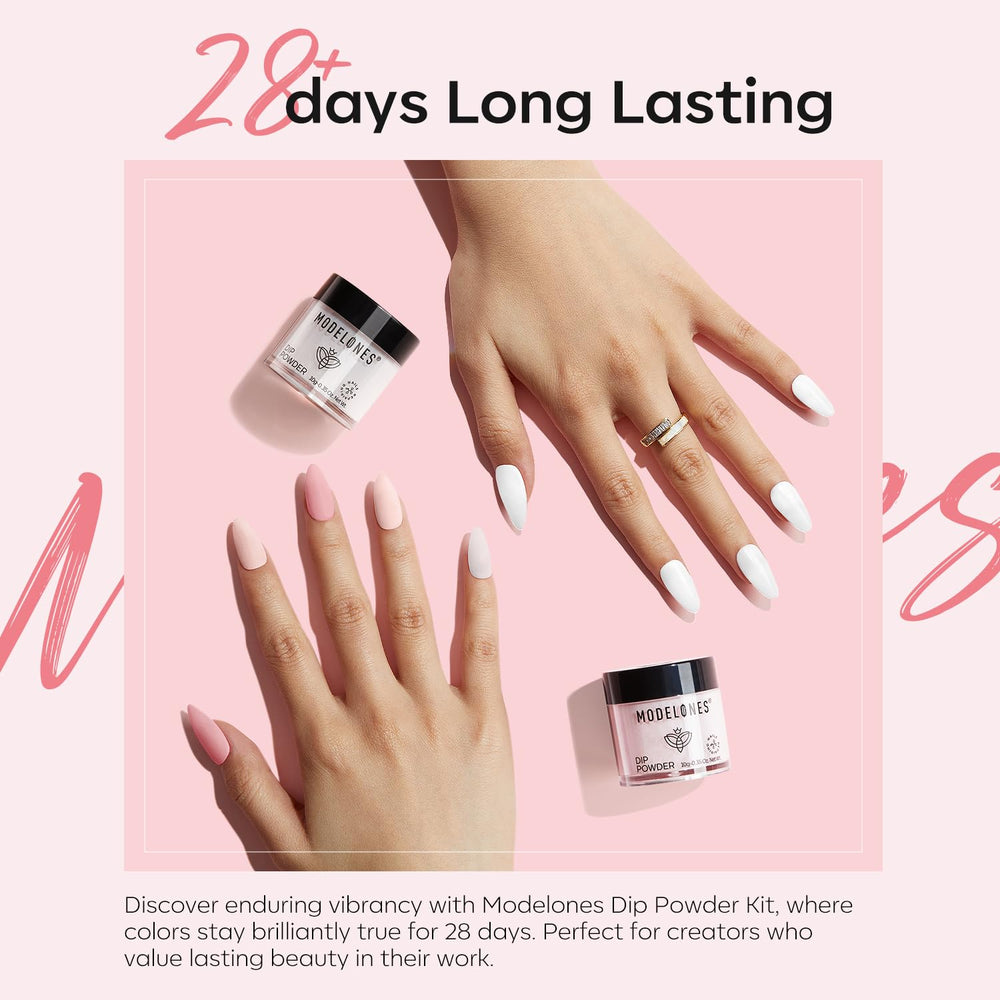 Modelones dip powder white shade for crisp, bright nails