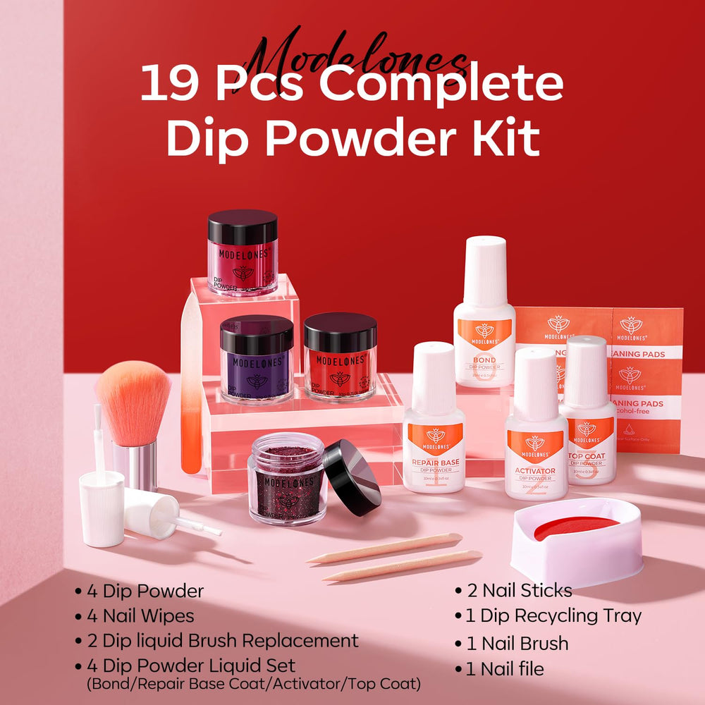 Modelones wine purple dip powder for elegant nails