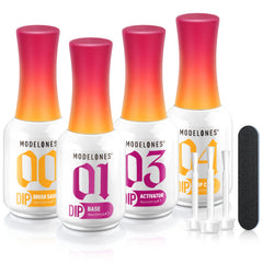 Modelones dip powder base coat promotes strong adhesion and nourishes nails.