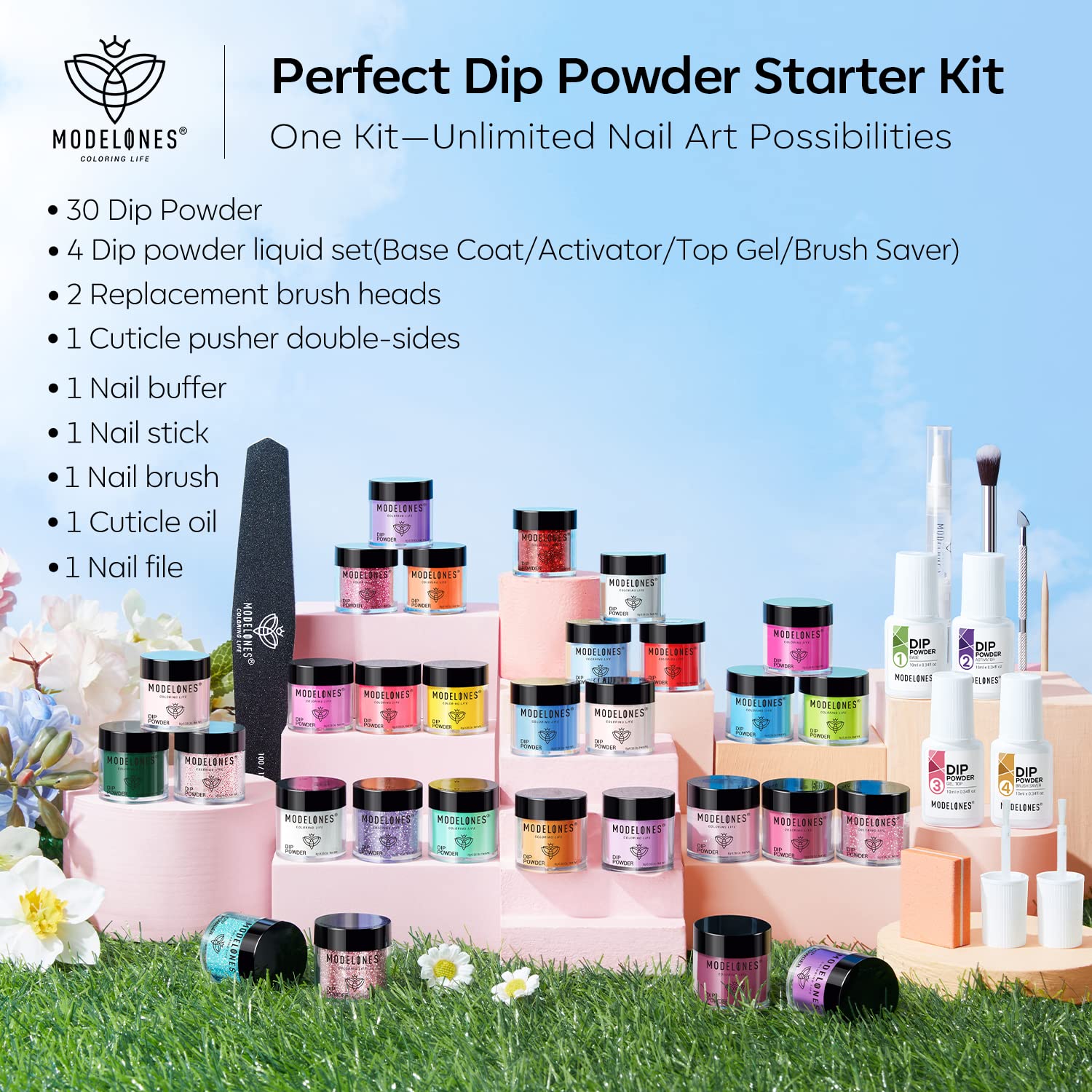 Modelones dip nails drying without lamp, air dry setup