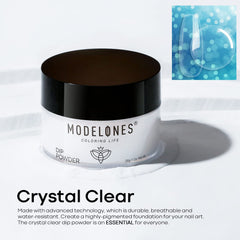 Modelones dip powder for natural look with breathable formula and a glossy finish.