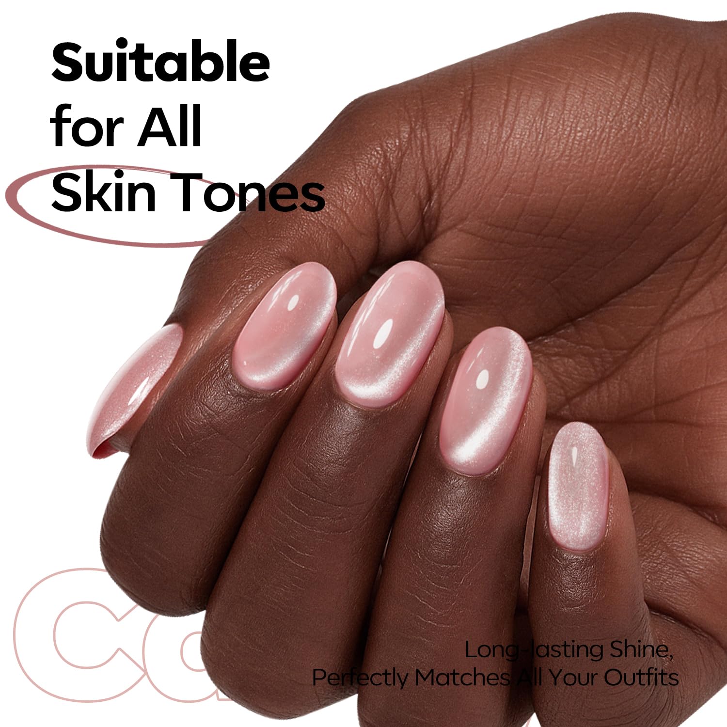 Modelones durable gloss finish suggests long-lasting shine on nails.