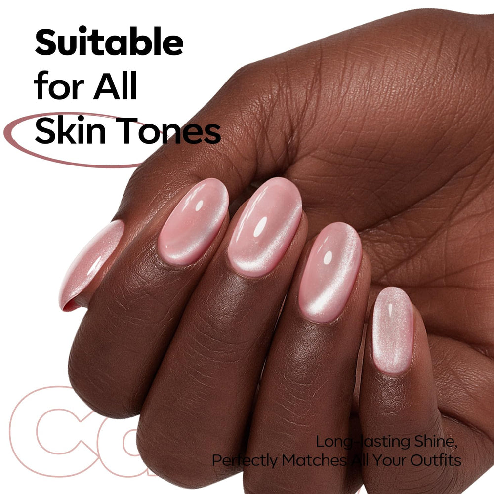 Modelones durable gloss finish suggests long-lasting shine on nails.