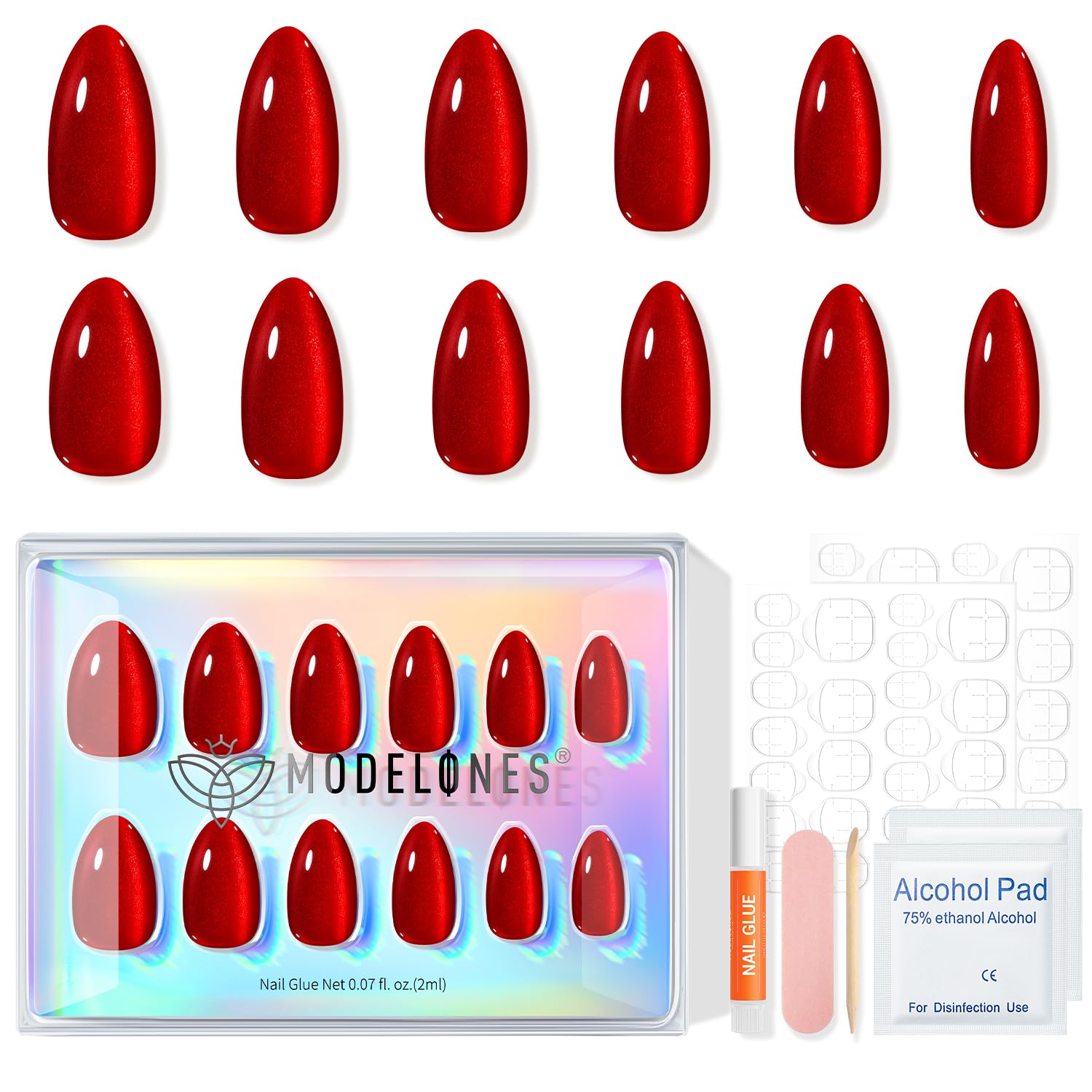 Modelones three-step pop-on application for quick, tool-free manicures.
