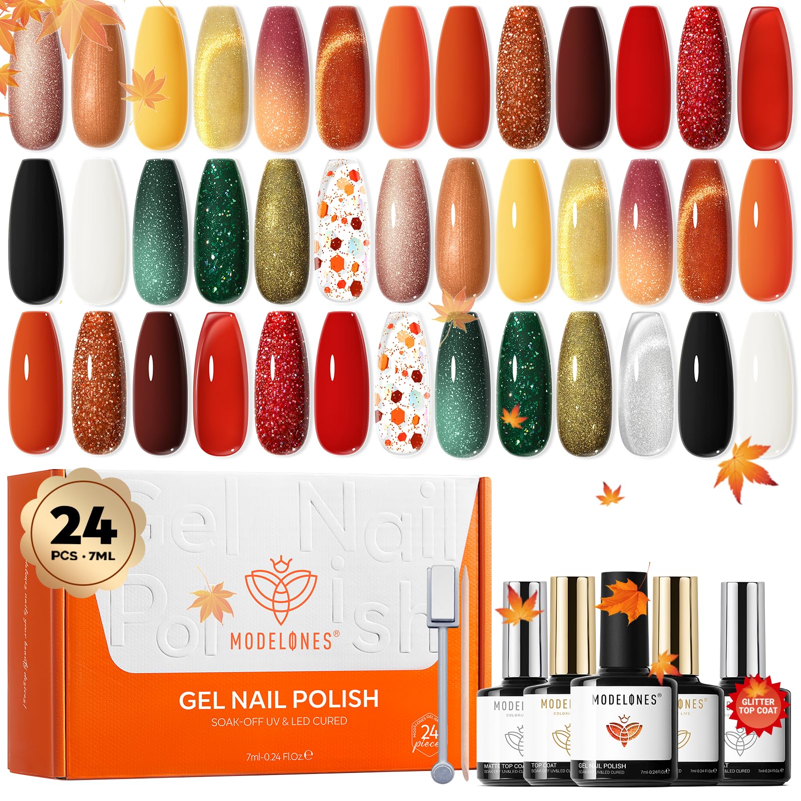 Modelones cat-eye gel color swatches for fall manicure