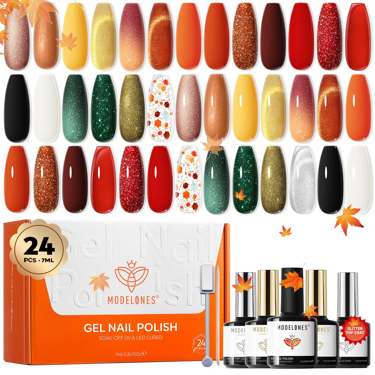 Modelones cat-eye gel color swatches for fall manicure