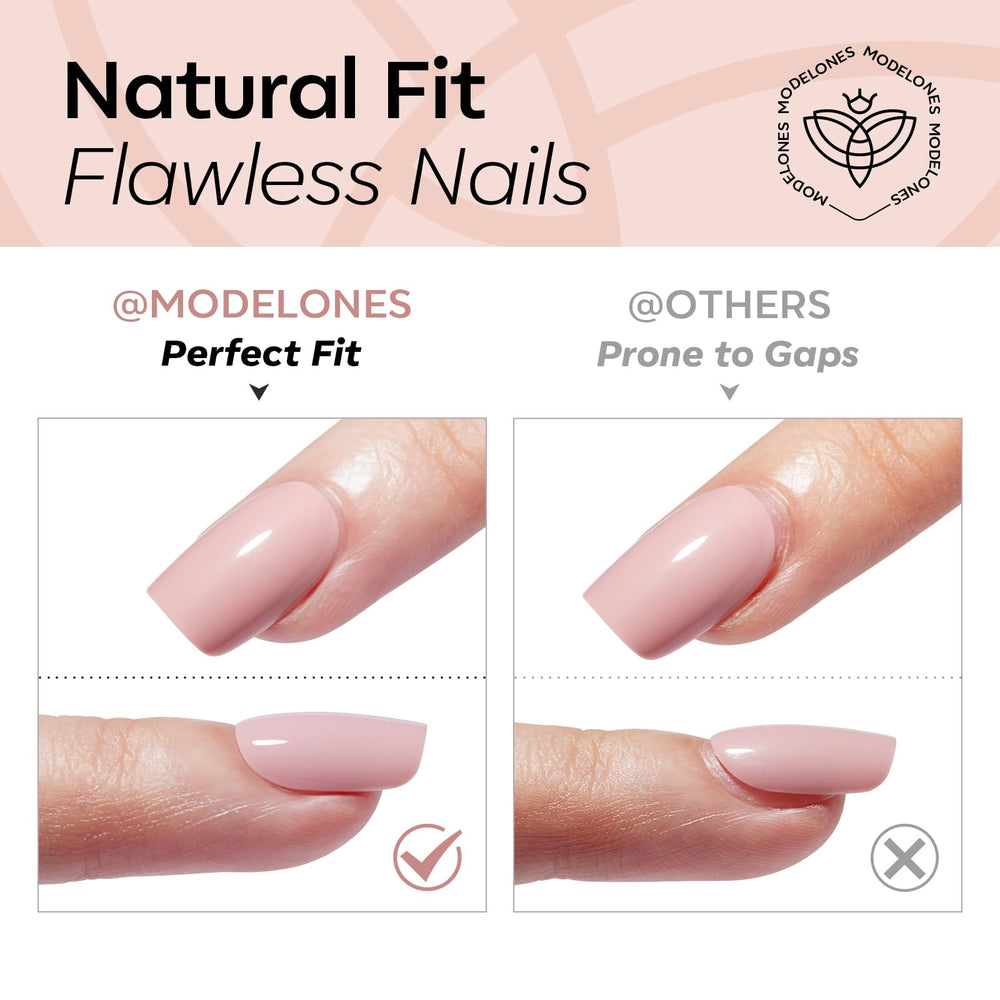 French tips with squoval nails on a finger for versatile style.