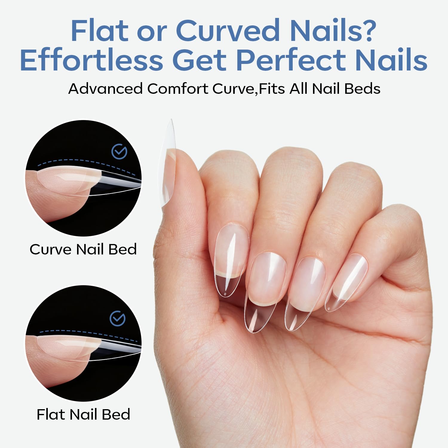Modelones full-cover clear tips deliver natural-looking extensions with a seamless finish.