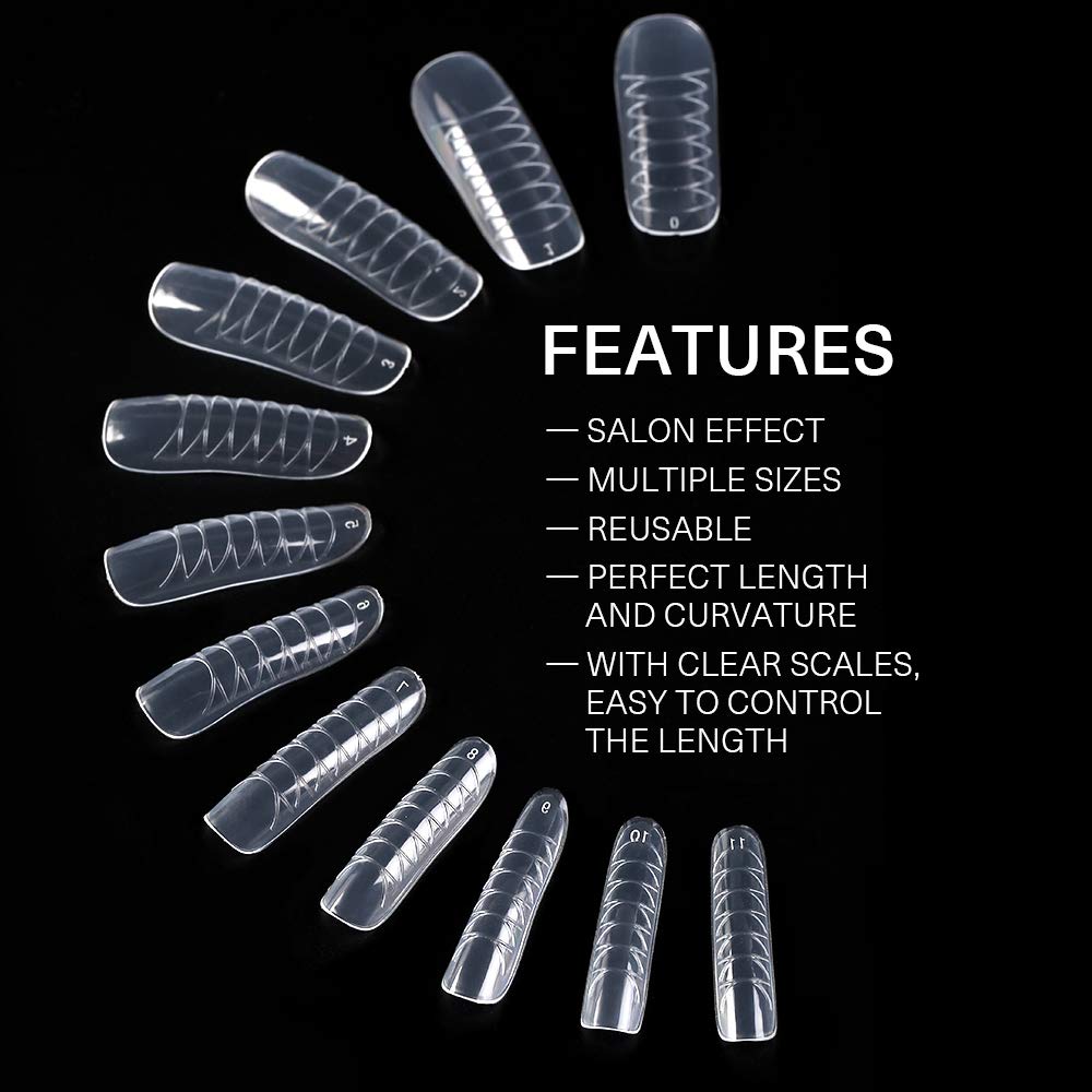 Modelones full-cover coffin and ballerina nail tips for poly gel extensions