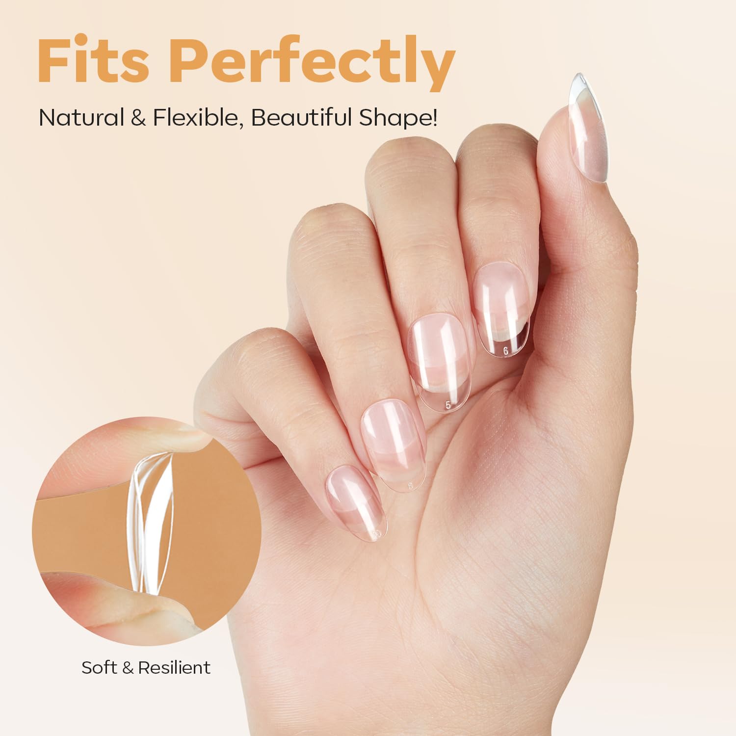 Modelones full-cover nail tips for a clean, seamless manicure finish.