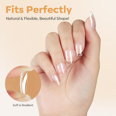 Modelones full-cover nail tips for a clean, seamless manicure finish.