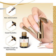 Modelones gel liner brush close-up reveals a precise 0.1mm tip for crisp lines.