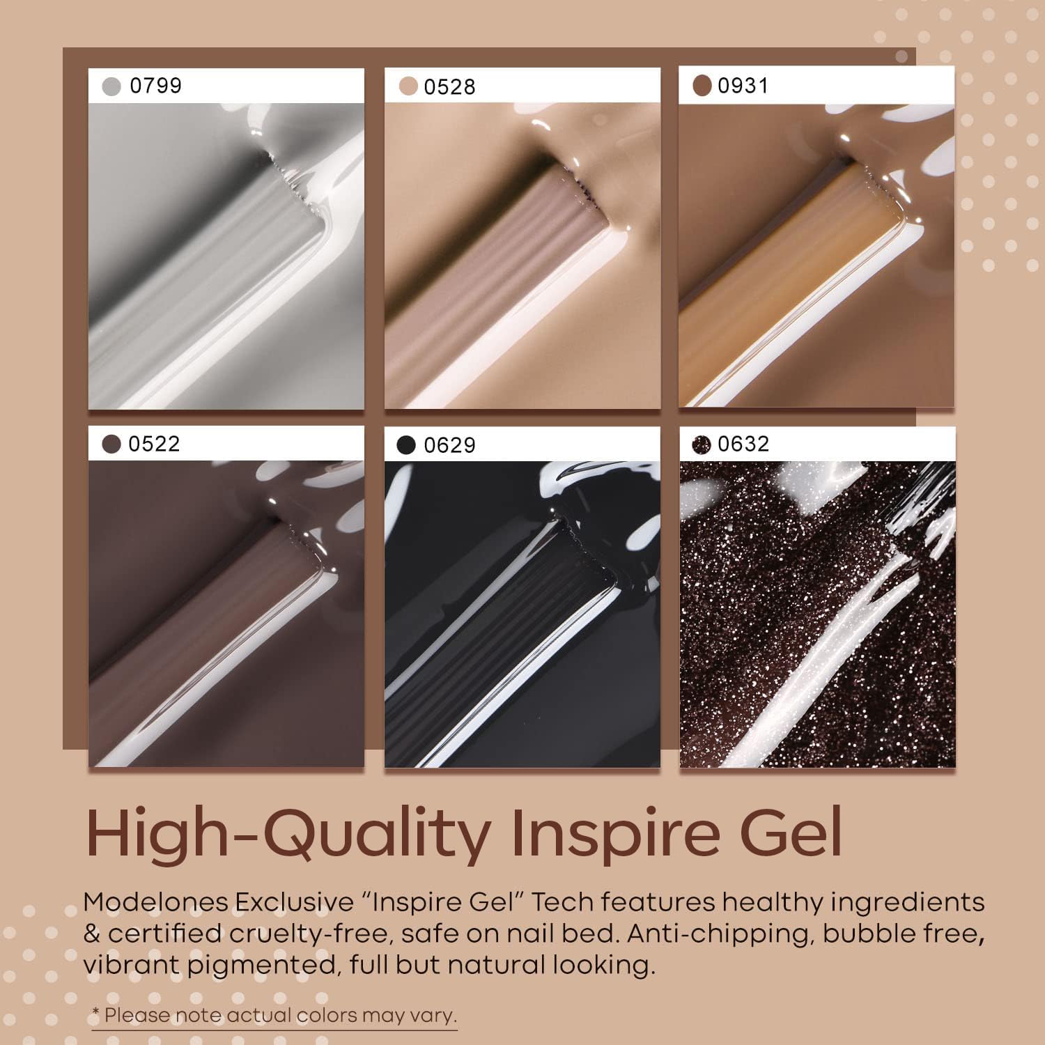 Modelones glitter gel nail polish with sparkling finish.