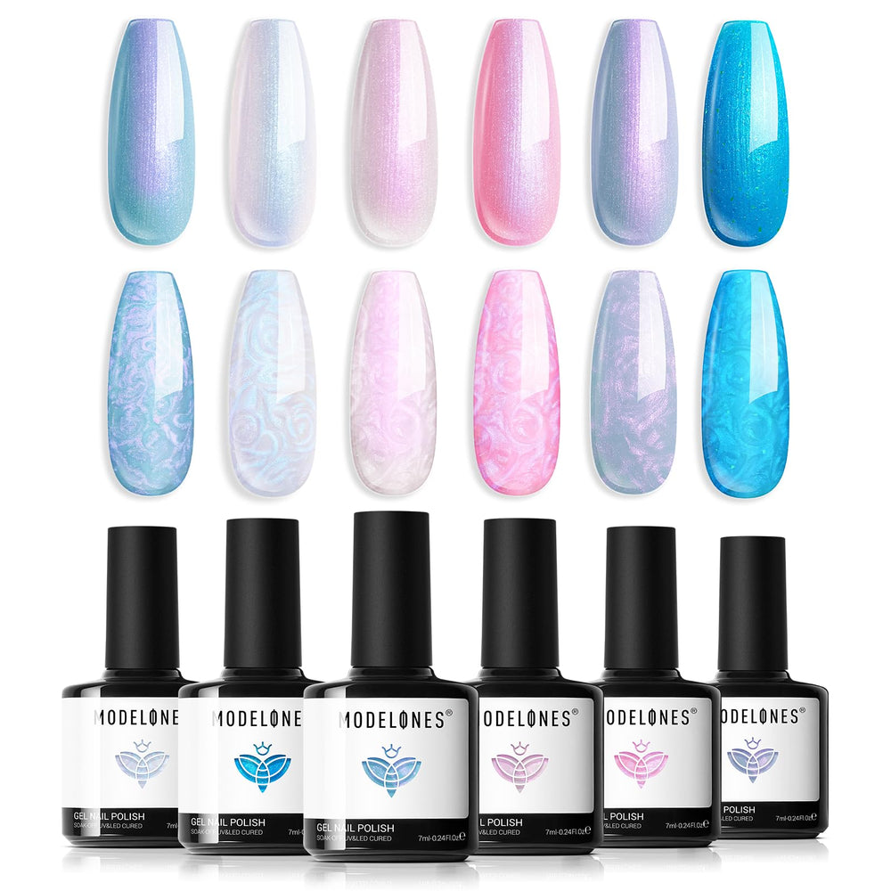 Modelones gel nail polish set with six colors for versatile at-home manicures.