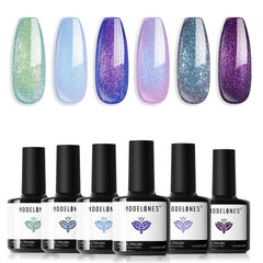 Modelones Aurora Chameleon gel polish with color-shifting shimmer for eye-catching nails.