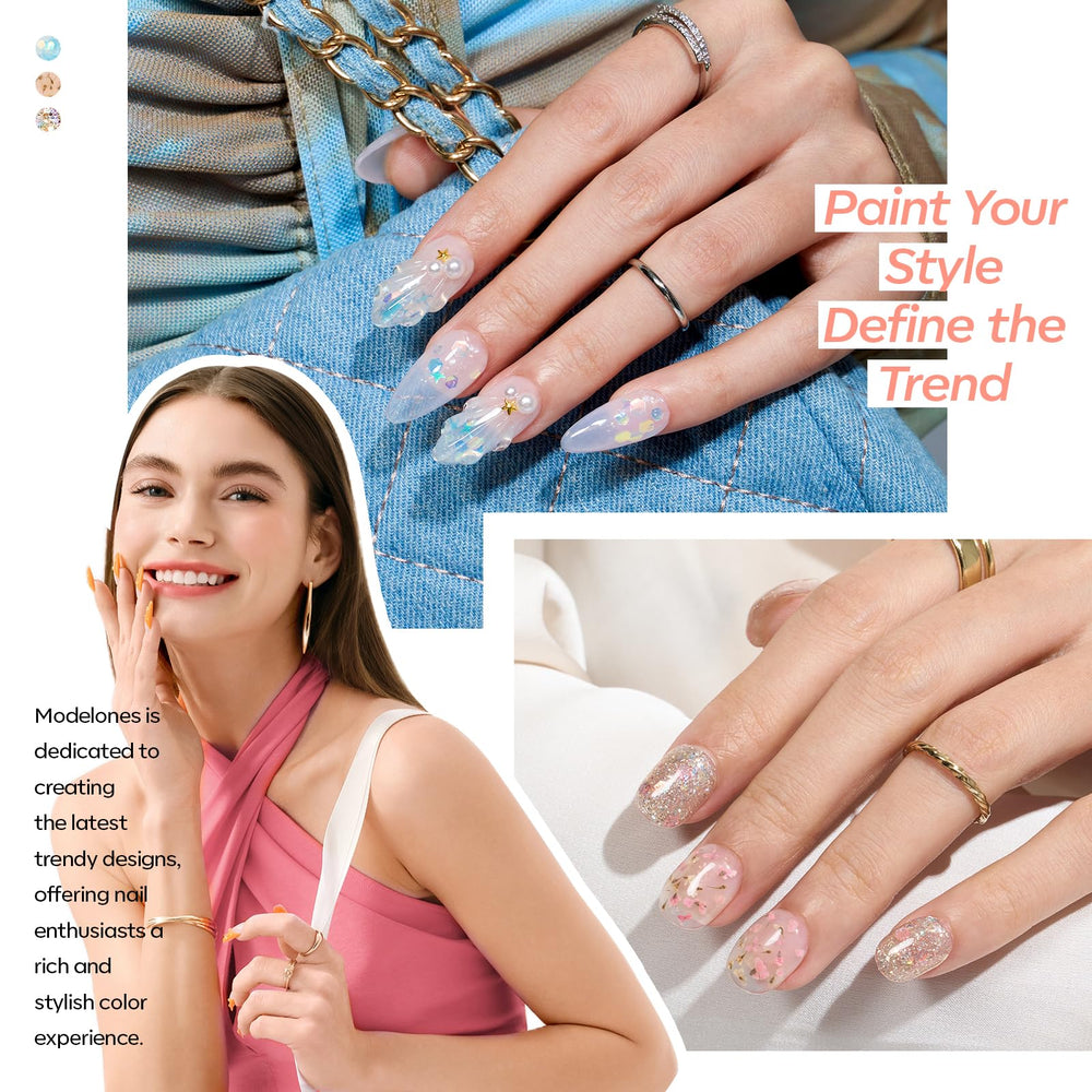 Modelones gold glitter gel polish adds shimmering accents