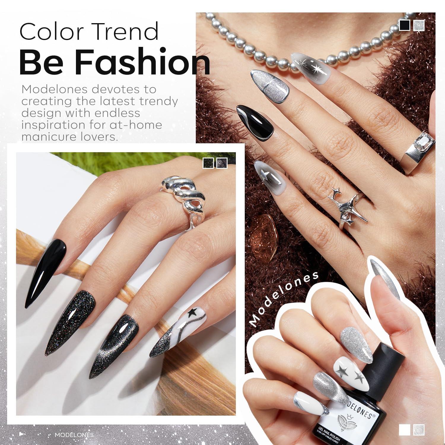 Modelones magnet cat-eye gray gel polish adds depth with magnetic shimmer