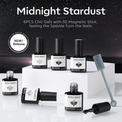 Modelones magnet silver glitter gel polish catches light with luxe sparkle