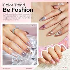 Modelones neutral brown semi-transparent polish adds natural depth to nails.