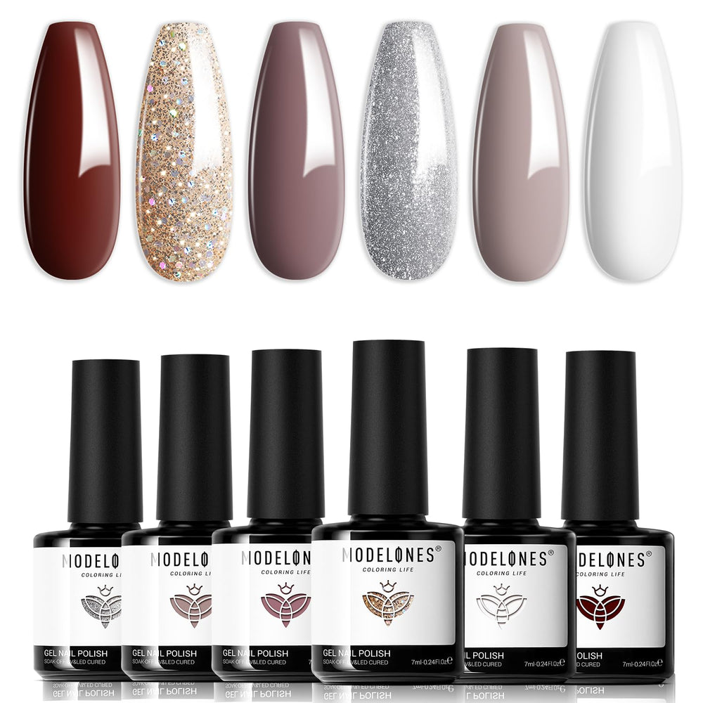 Modelones nude gel polish for a long-lasting glossy nude manicure