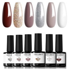 Modelones nude gel polish for a long-lasting glossy nude manicure