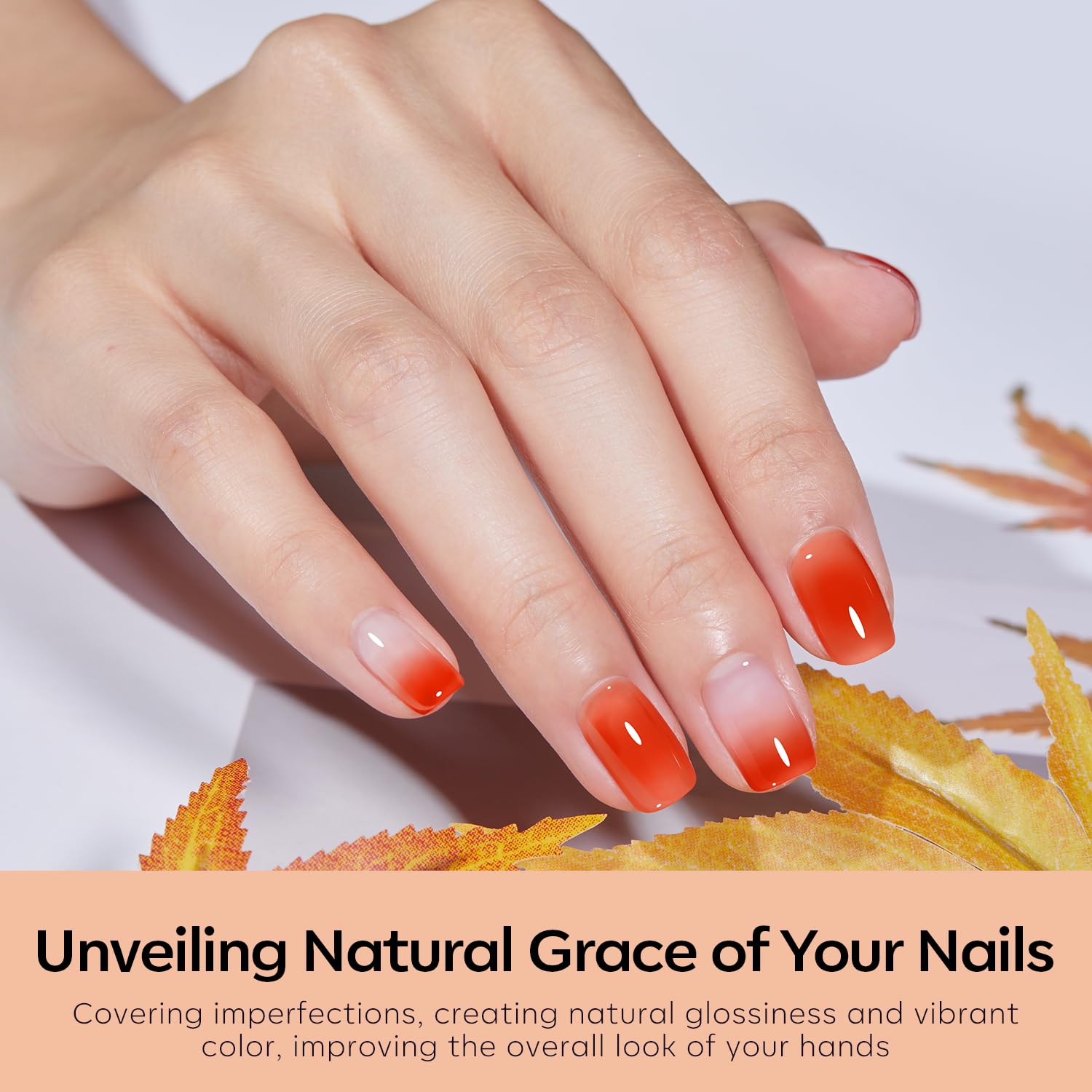 Modelones orange jelly gel polish swatch for playful look