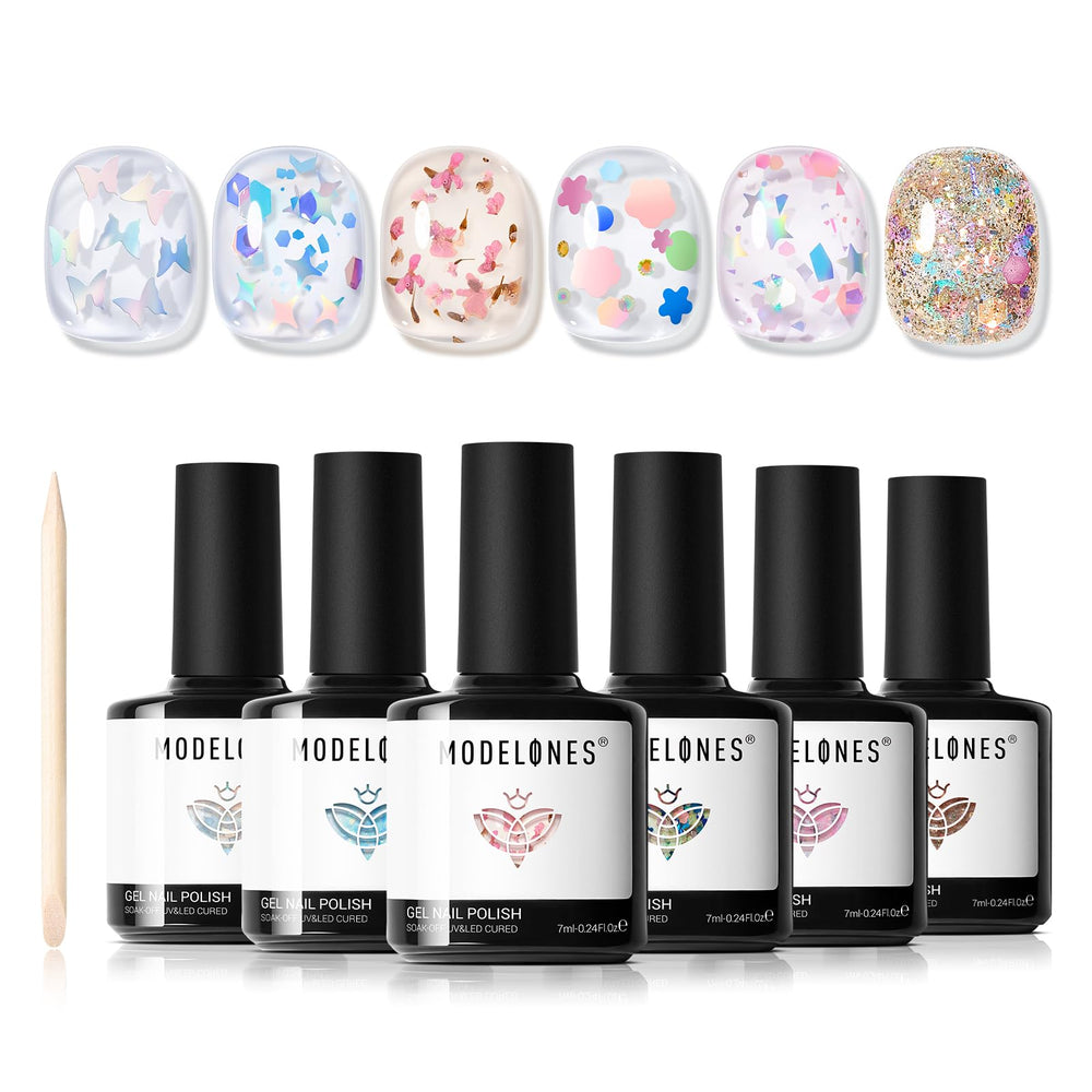 Modelones packaging with clear labels for easy selection during manicure