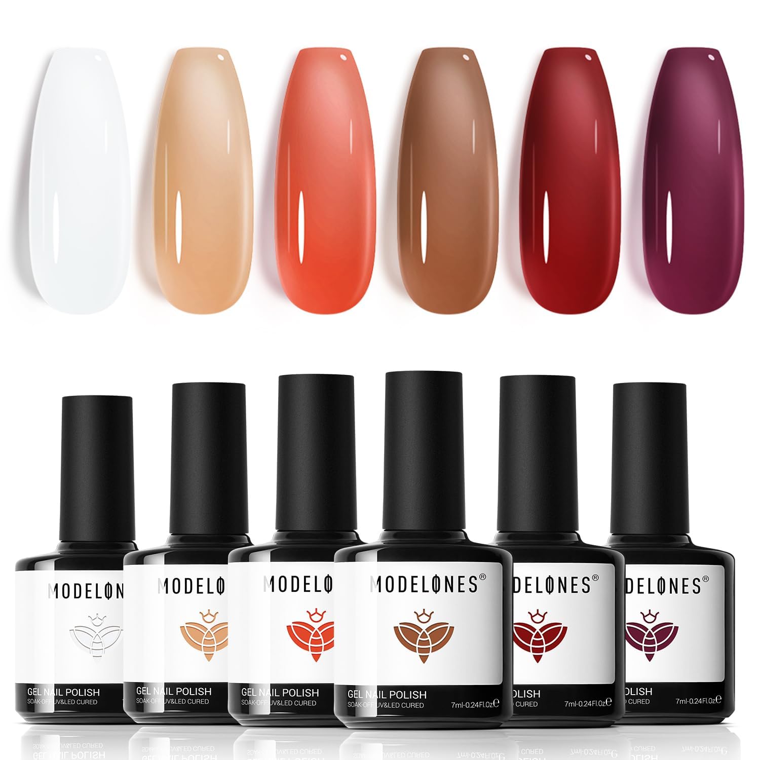 Modelones gel nail polish set white nude swatch for clean manicure