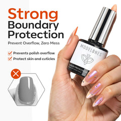 Modelones latex stick tool aiding precise barrier application.