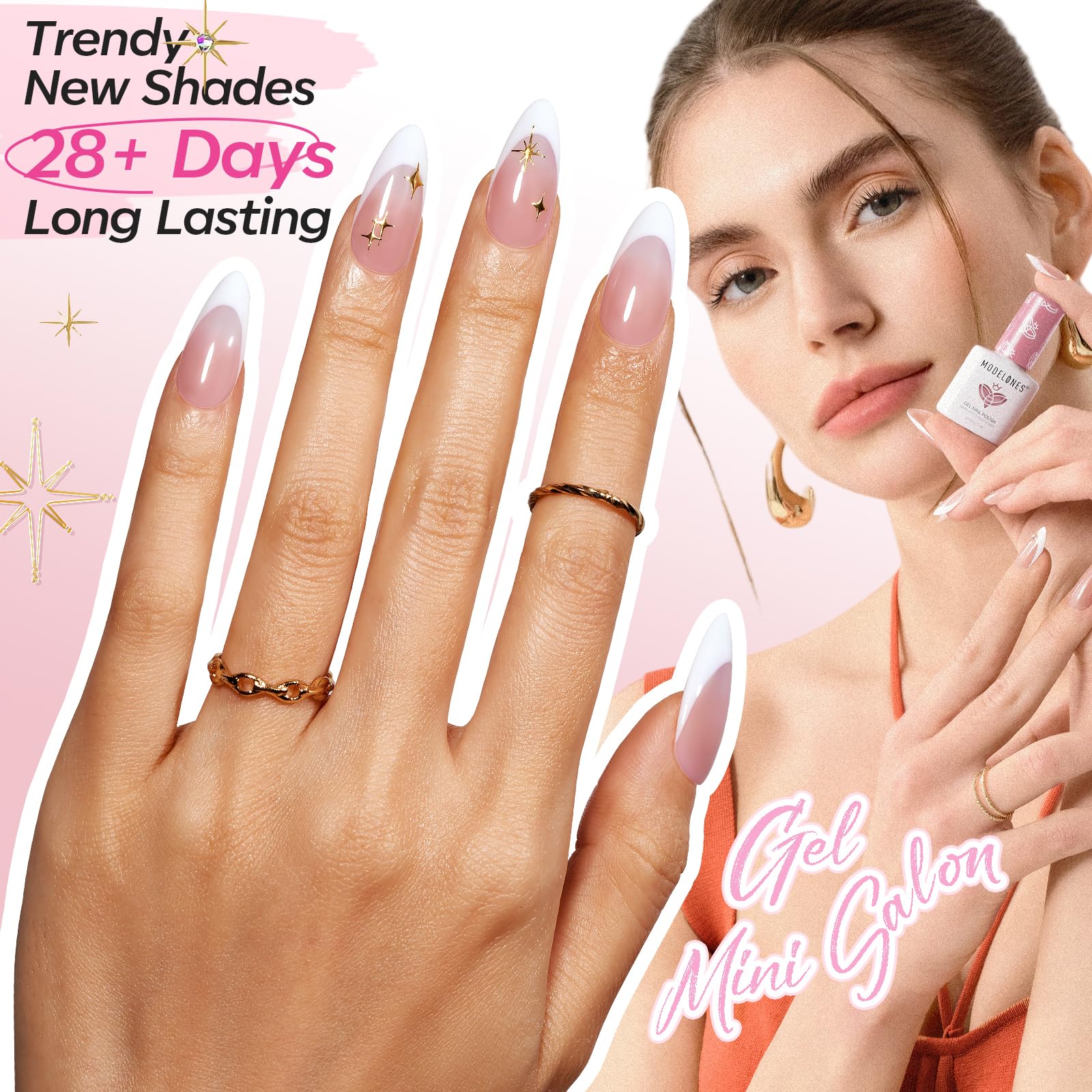 Modelones pink gel polish offering a gentle, romantic nail color