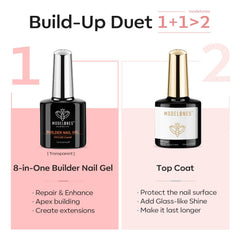 Modelones gel top coat bottle for glossy, chip-resistant shine.