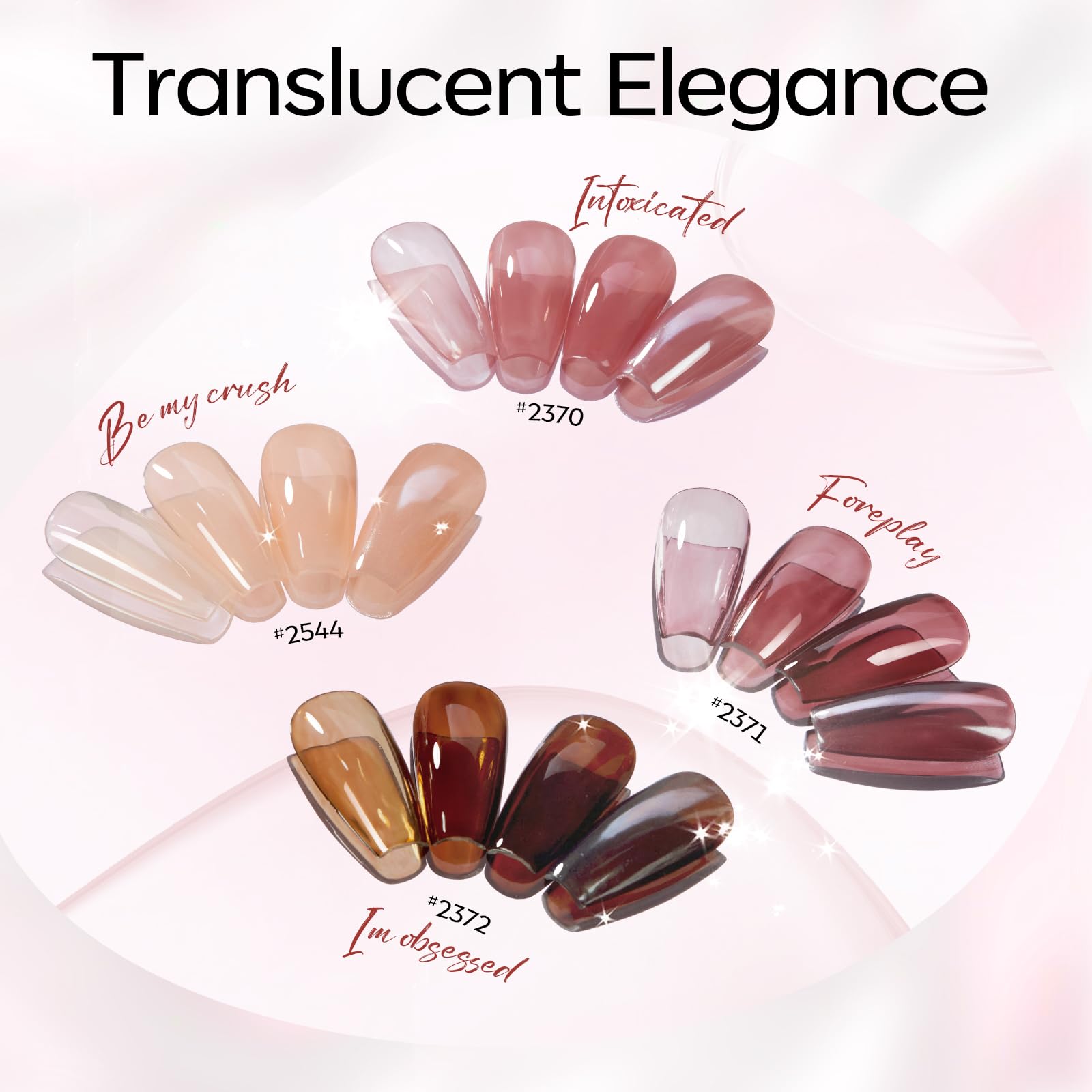 Modelones glazed minimalist look with layered sheer tones.