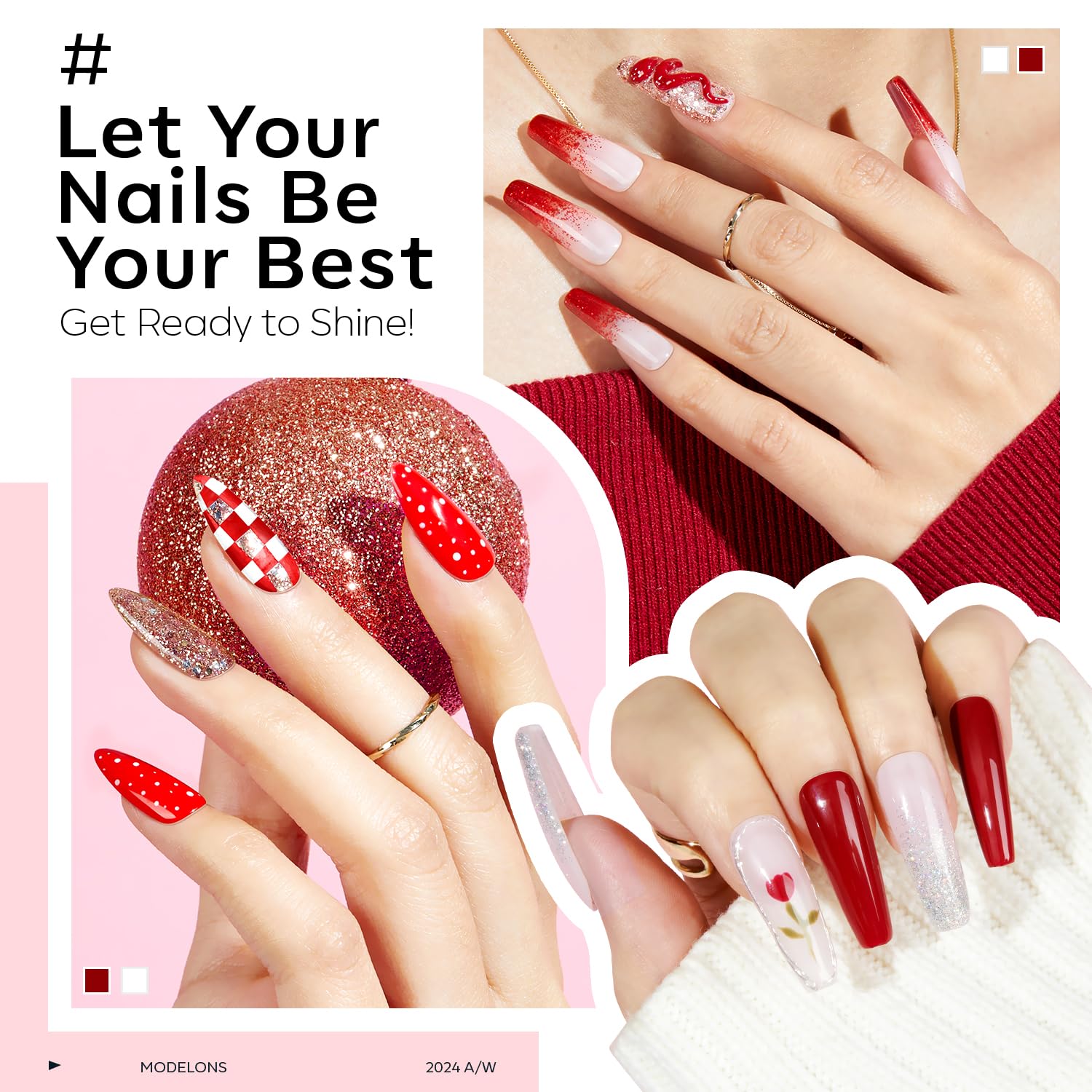 Modelones glitter champagne gel nail polish bottle for festive sparkle