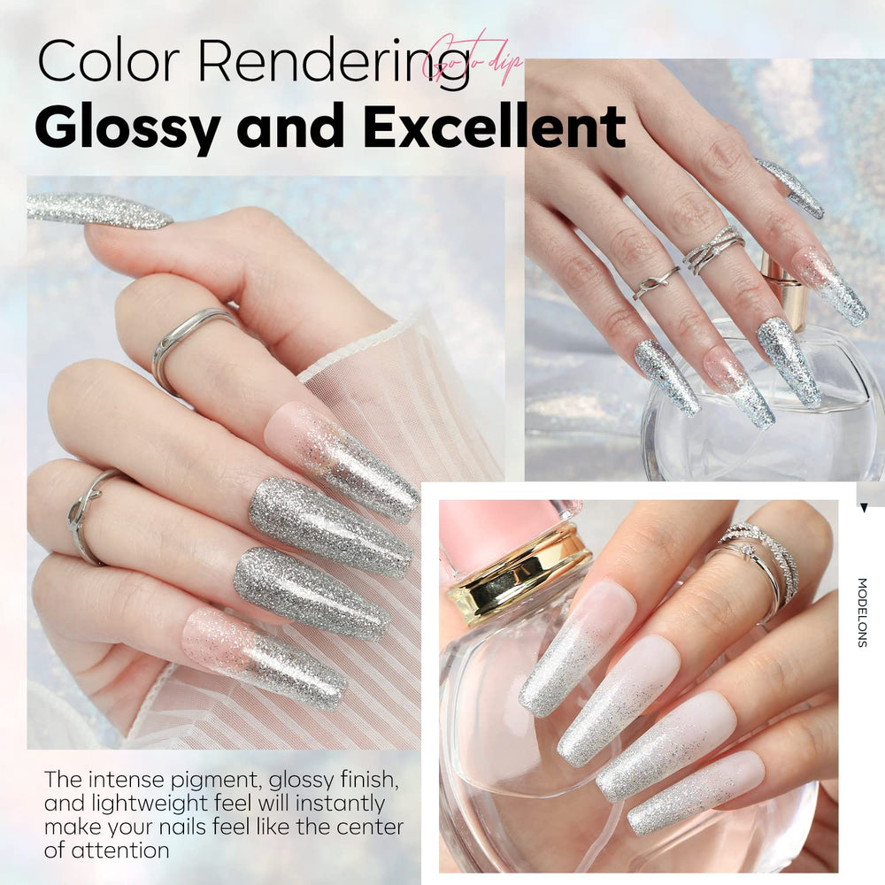 Modelones glitter gel polish pastel silver applied evenly for chic manicure