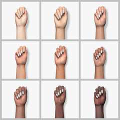 Swatch and brush of Modelones pastel silver gel polish for at-home use